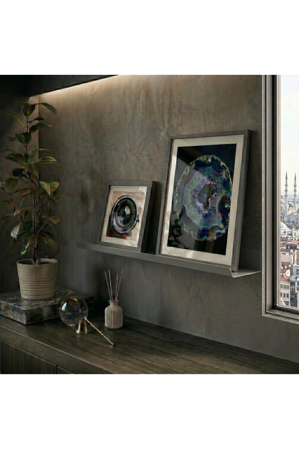Premium Slim Dark Grey Metal Shelf - Modern Decorative Wall Module