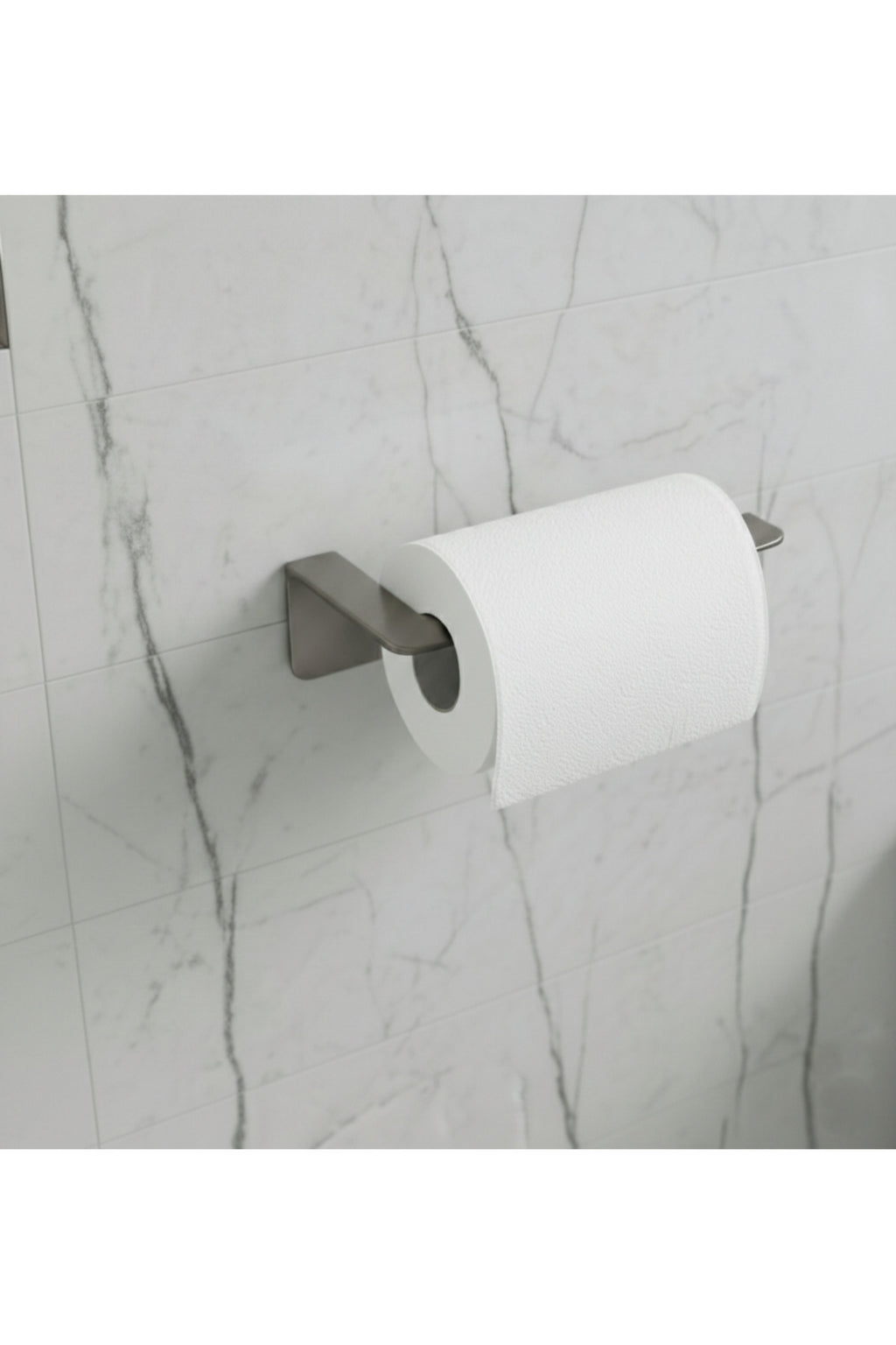 Premium Dark Grey Adhesive Metal Toilet Paper Holder - Bathroom Organizer