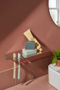 Stainless Steel Bathroom Organizer Shelf with Toothbrush & Soap Holder