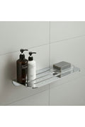 Premium Stainless Steel Bathroom Shelf - Modern Shampoo and Soap Dispenser Organizer