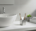 Stainless Steel Toothbrush & Toothpaste Holder - Modern Countertop Bathroom Organizer