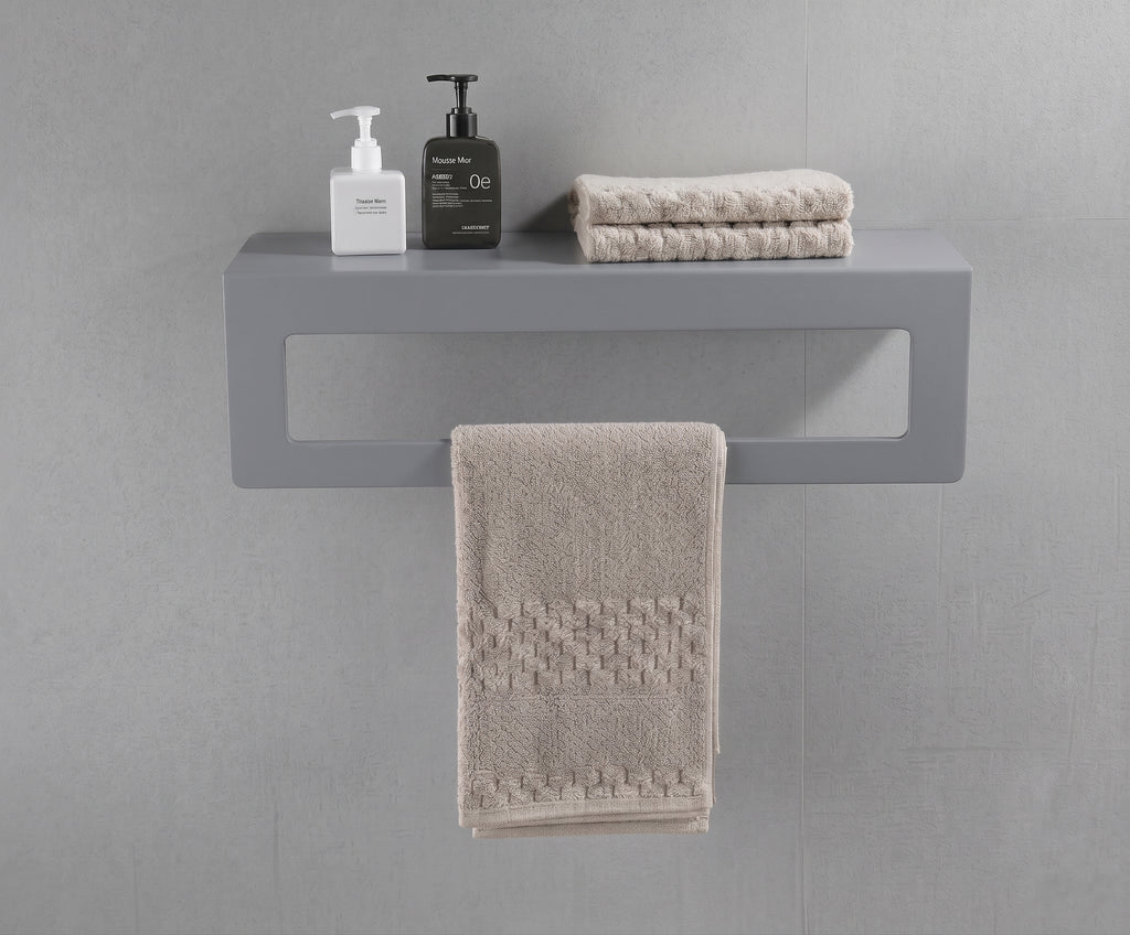 Koyu Gri Galvaniz Metal Havluluk Raf - Üst Raflı Banyo Havlu Askısı
