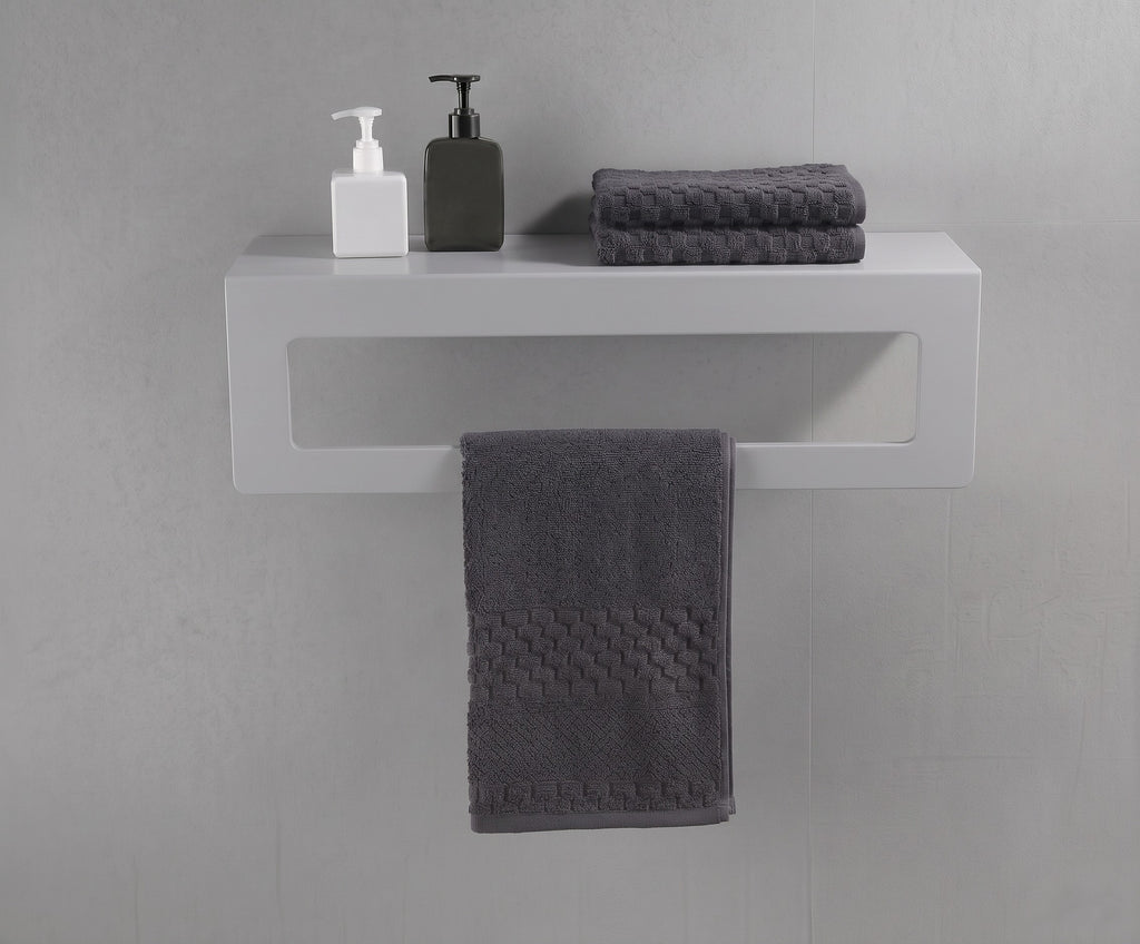 Açık Gri Galvaniz Metal Havluluk Raf - Üst Raflı Banyo Havlu Askısı