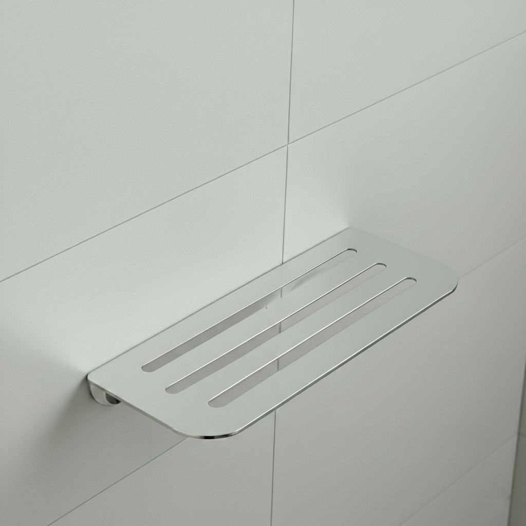 Premium Stainless Steel Bathroom Shelf - Modern Shampoo and Soap Dispenser Organizer
