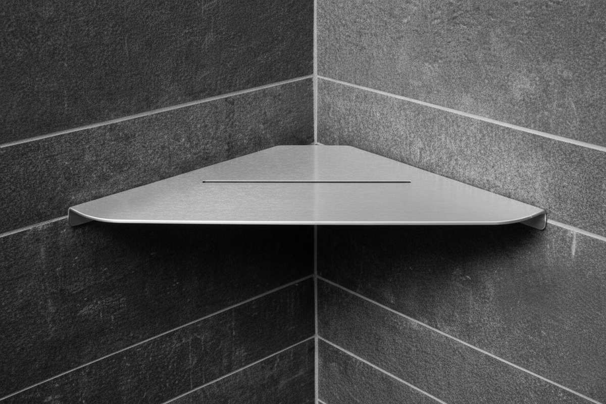 Stainless Steel Bathroom Corner Shelf - Single Tier Elegant Design