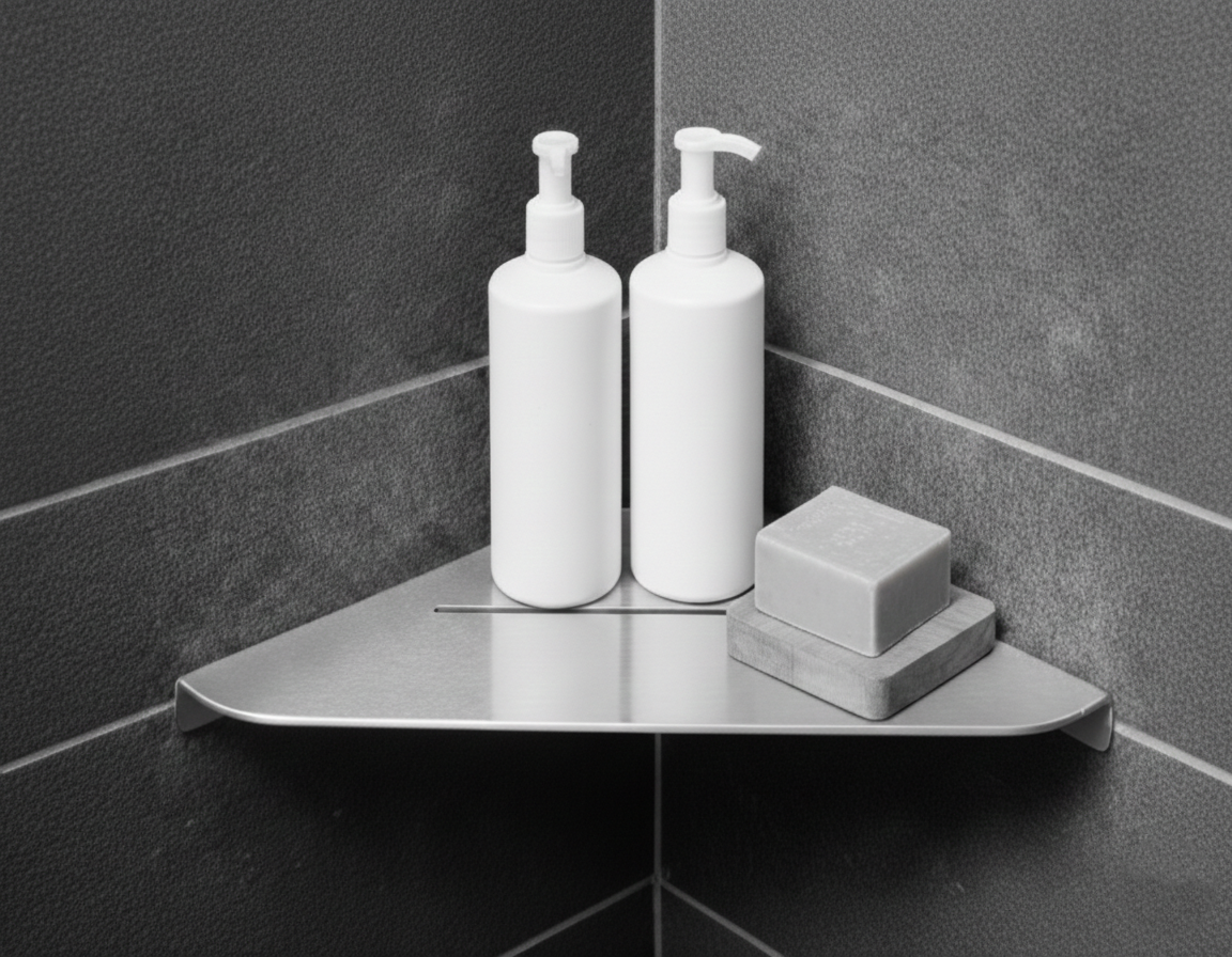 Stainless Steel Bathroom Corner Shelf - Single Tier Elegant Design