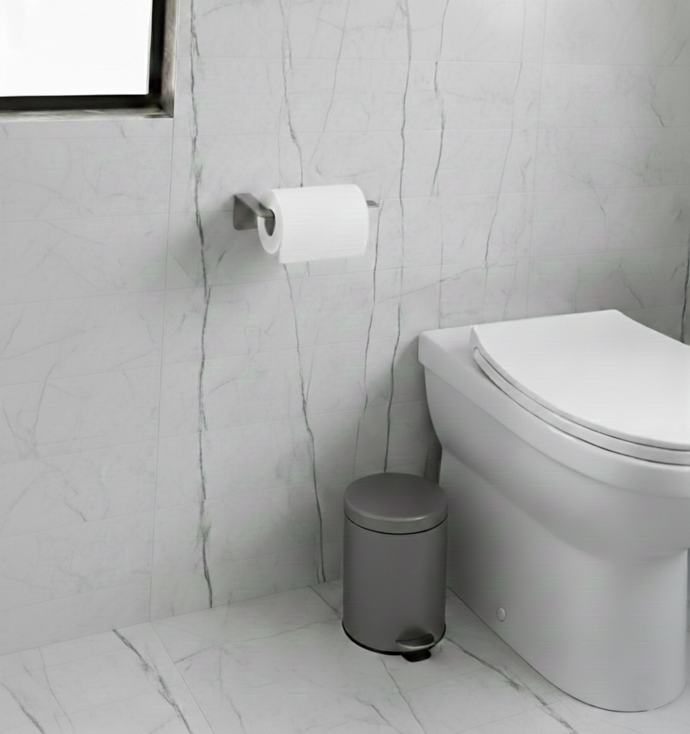 Premium Dark Grey Adhesive Metal Toilet Paper Holder - Bathroom Organizer