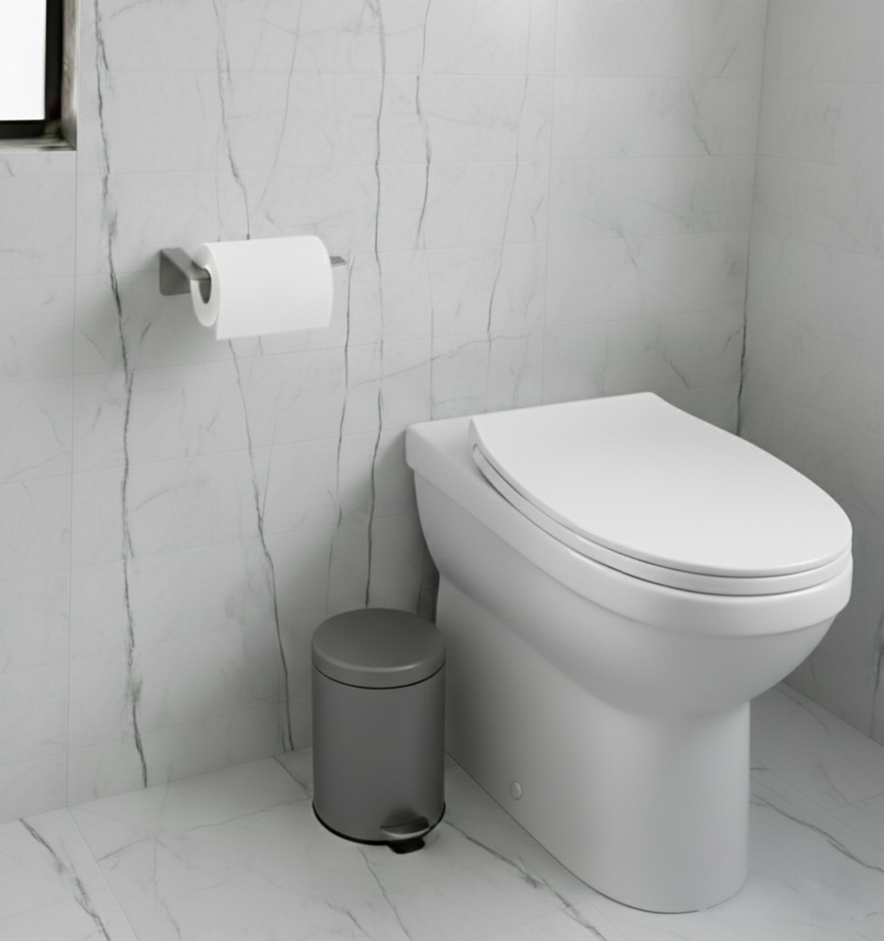 Premium Dark Grey Adhesive Metal Toilet Paper Holder - Bathroom Organizer