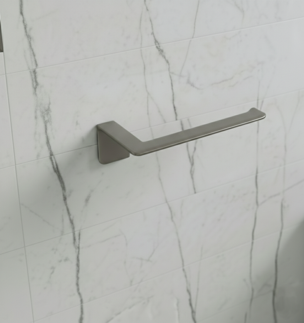 Premium Dark Grey Adhesive Metal Toilet Paper Holder - Bathroom Organizer