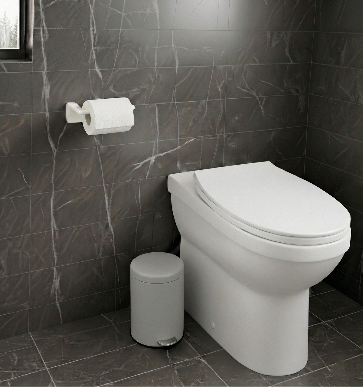 Premium Açık Gri Yapışkanlı Metal Tuvalet Kağıtlık - Banyo Düzenleyici