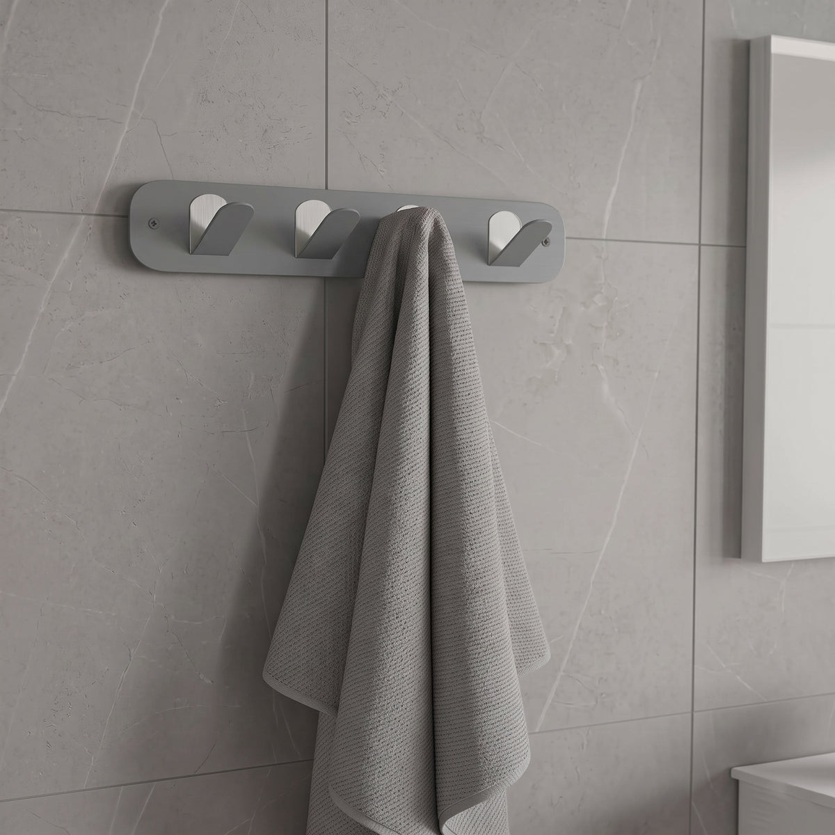 Dark Grey Galvanized Metal Multi-Purpose Wall Hanger - Modern Bathroom and Hallway Organizer