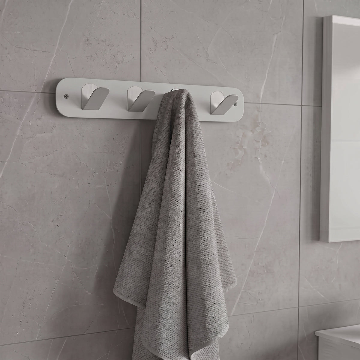 Açık Gri Galvaniz Metal Çok Amaçlı Askılık - Modern Banyo Ve Antre Askısı