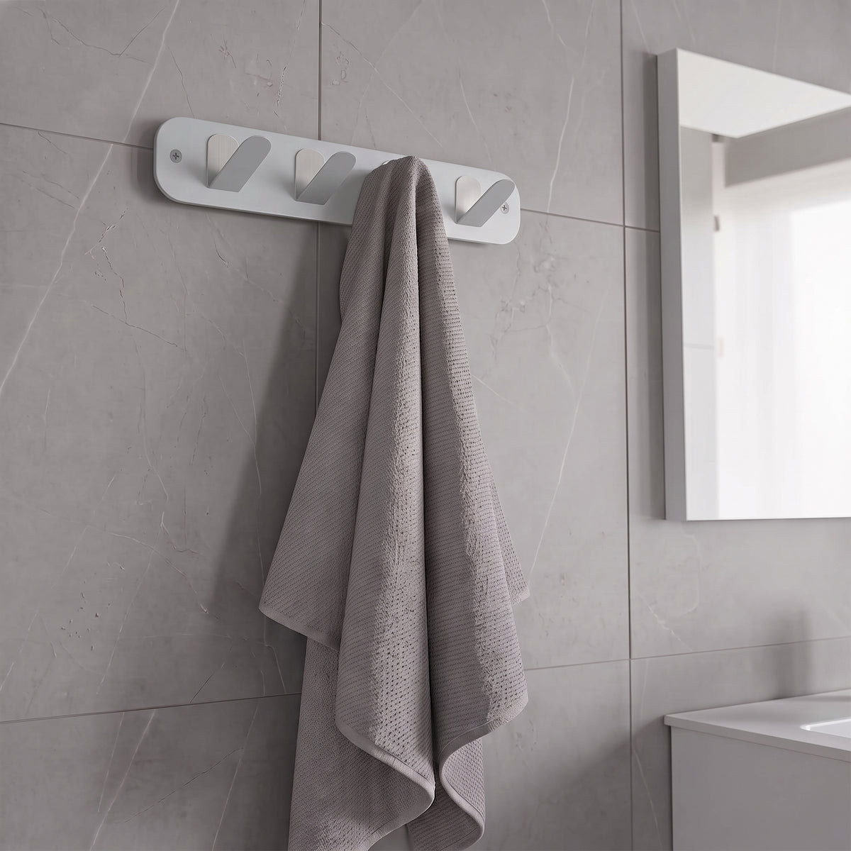 Açık Gri Galvaniz Metal Çok Amaçlı Askılık - Modern Banyo Ve Antre Askısı