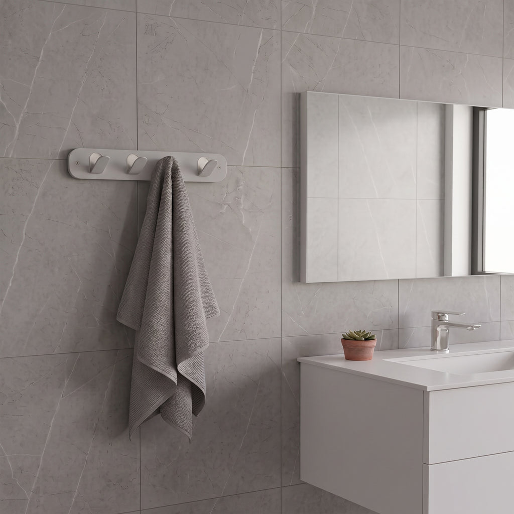 Açık Gri Galvaniz Metal Çok Amaçlı Askılık - Modern Banyo Ve Antre Askısı