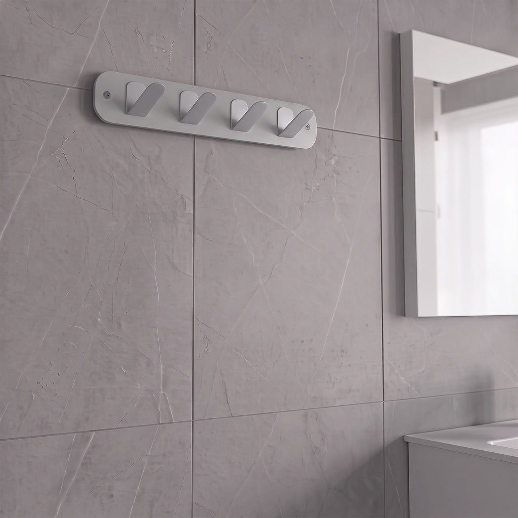 Açık Gri Galvaniz Metal Çok Amaçlı Askılık - Modern Banyo Ve Antre Askısı
