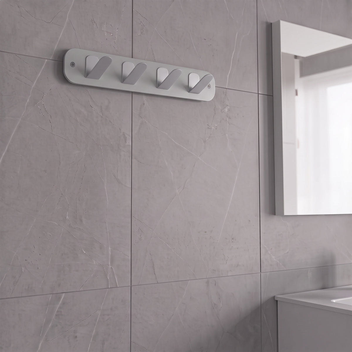 Açık Gri Galvaniz Metal Çok Amaçlı Askılık - Modern Banyo Ve Antre Askısı