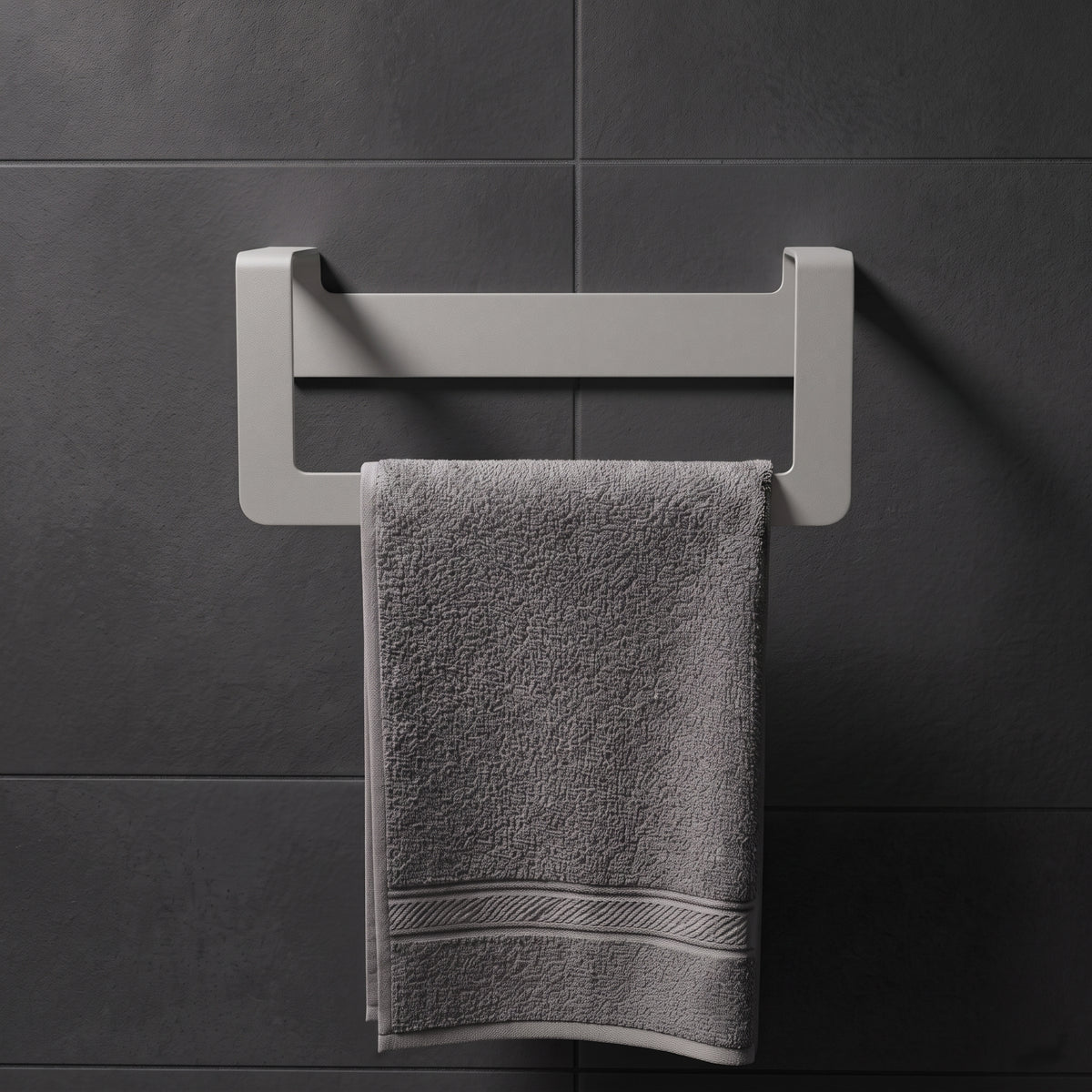 Premium Yapışkanlı Açık Gri Metal Banyo Havluluğu - Modern Seri