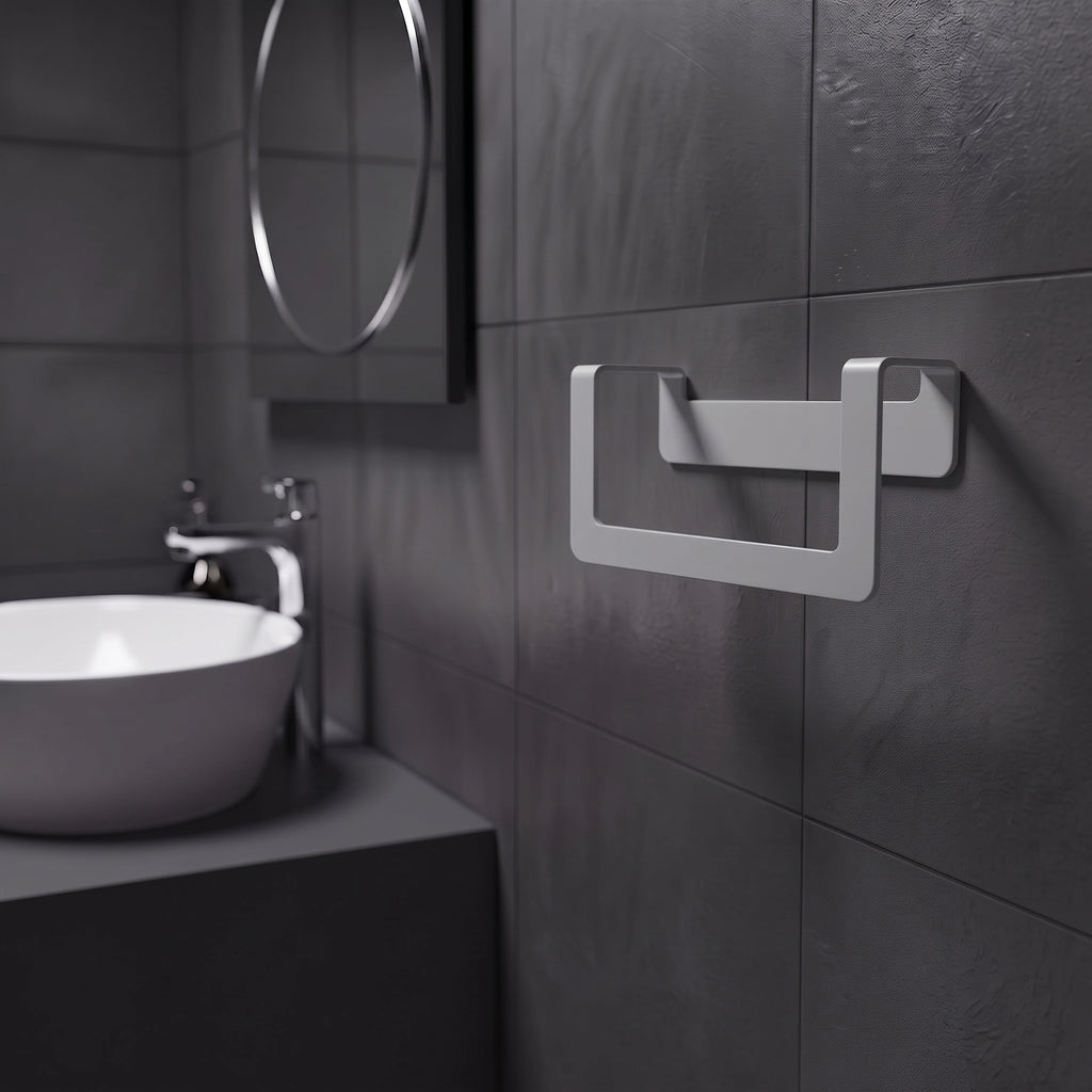 Premium Yapışkanlı Açık Gri Metal Banyo Havluluğu - Modern Seri