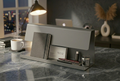 Premium Seri Koyu Gri Metal Masa Organizeri - Minimalist Ofis Aksesuarı