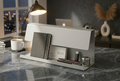 Premium Seri Açık Gri Metal Masa Organizeri - Minimalist Ofis Aksesuarı