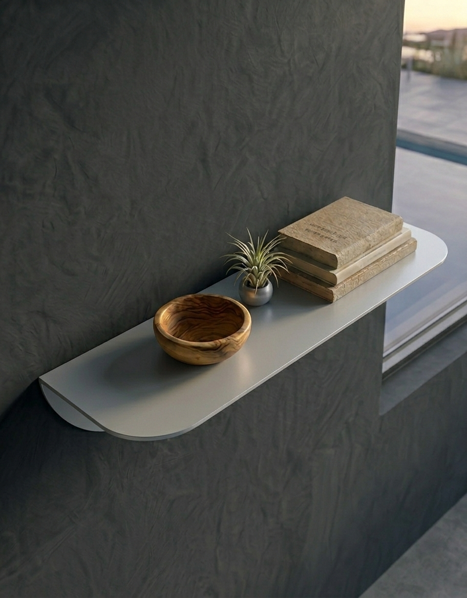 Premium Light Grey Metal Aesthetic Decorative Shelf - Modern Hallway and Living Room Module