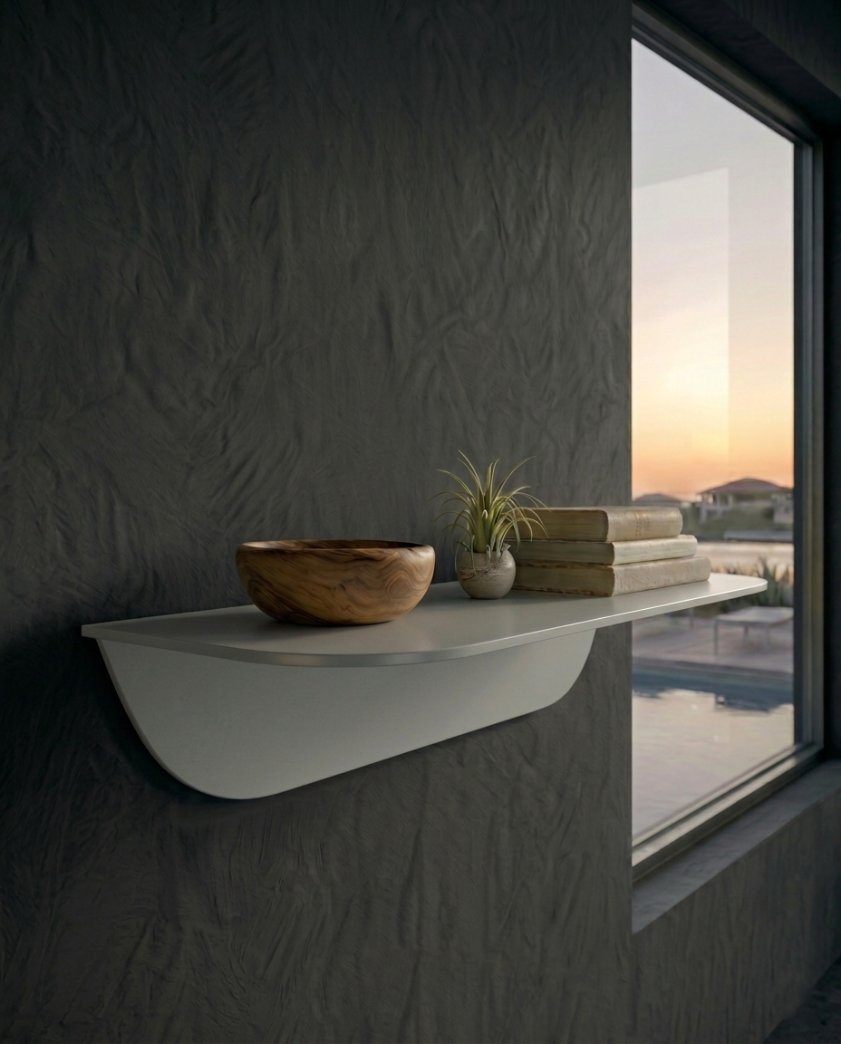 Premium Light Grey Metal Aesthetic Decorative Shelf - Modern Hallway and Living Room Module