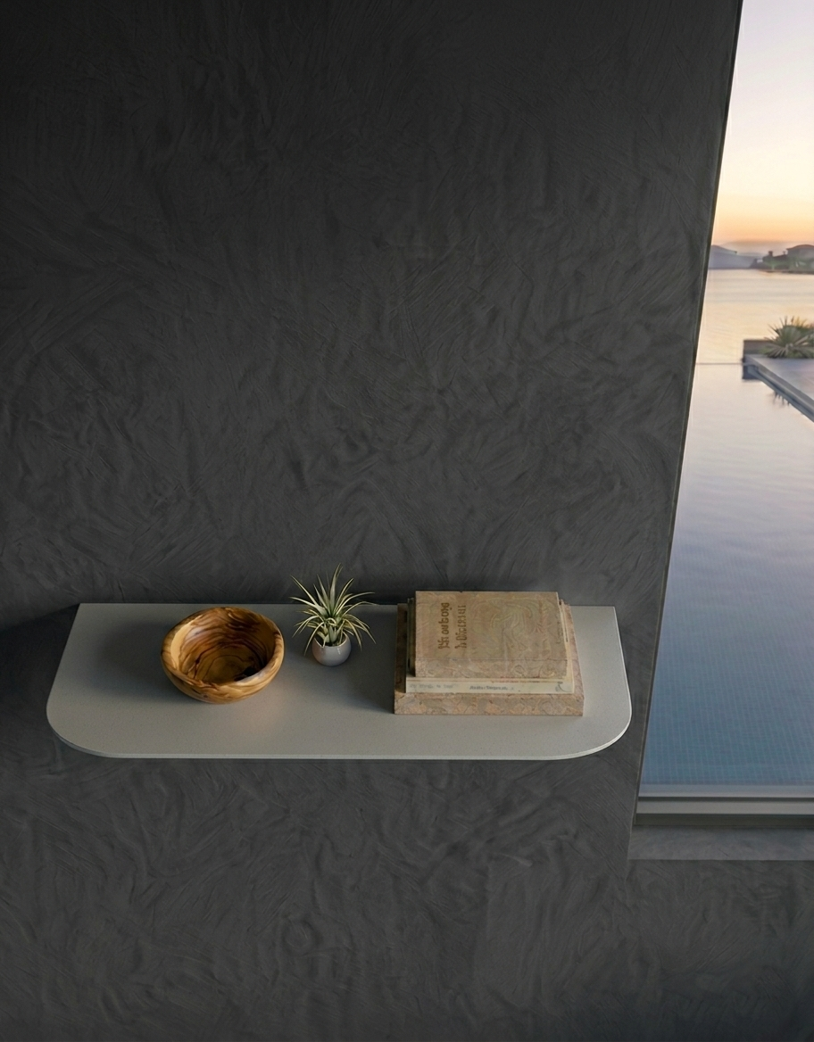 Premium Light Grey Metal Aesthetic Decorative Shelf - Modern Hallway and Living Room Module