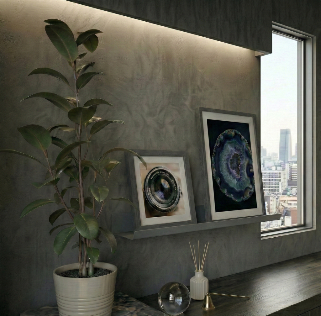 Premium Slim Dark Grey Metal Shelf - Modern Decorative Wall Module