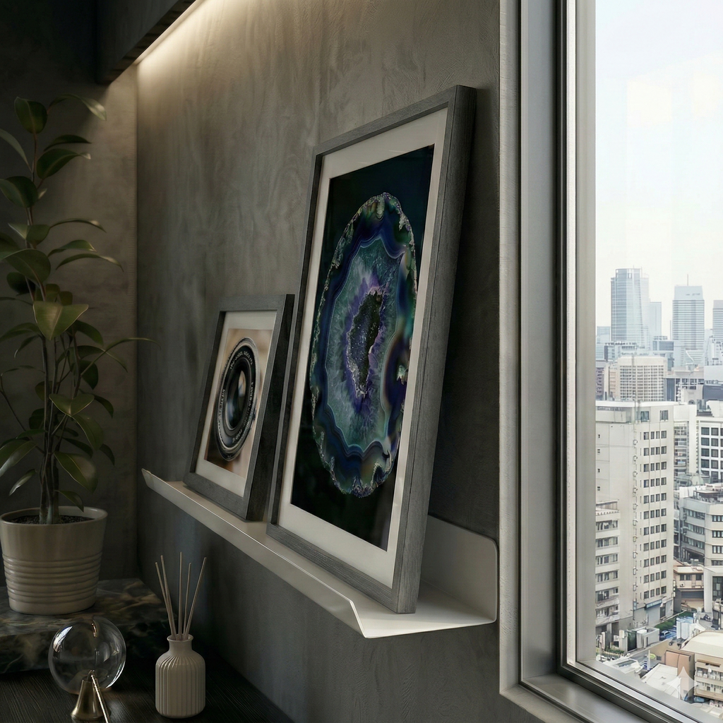 Premium Slim Light Grey Metal Shelf - Modern Decorative Wall Module