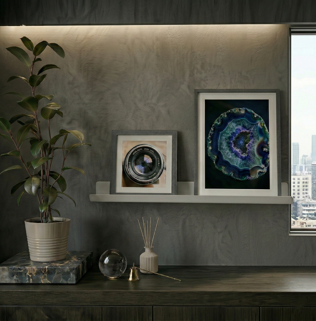 Premium Slim Light Grey Metal Shelf - Modern Decorative Wall Module