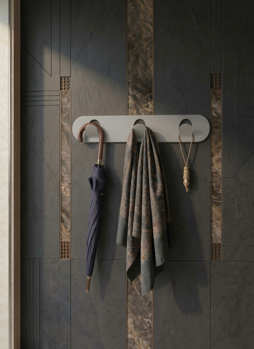 Premium Oval-Design Metal Wall Hook - Light Grey Multipurpose Hanger