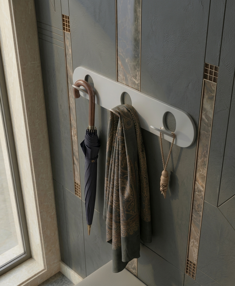 Premium Oval-Design Metal Wall Hook - Light Grey Multipurpose Hanger