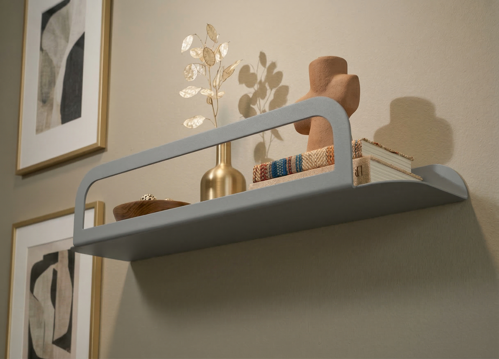 Architectural Design Metal Wall Shelf - Dark Grey Decorative Organizer