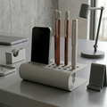 Architectural Form Light Grey Galvanized Metal Desktop Organizer - Industrial Desk Organizer