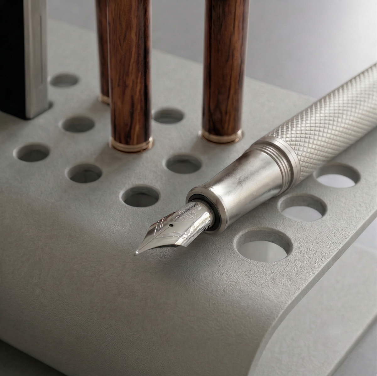 Architectural Form Light Grey Galvanized Metal Desktop Organizer - Industrial Desk Organizer