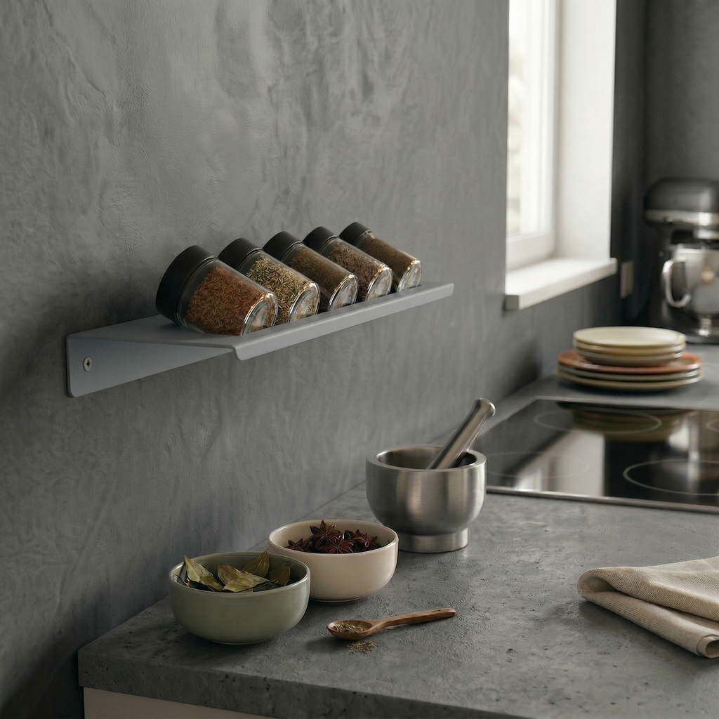 Architectural Form Window Grey Galvanized Metal Spice Rack - Kitchen Organizer