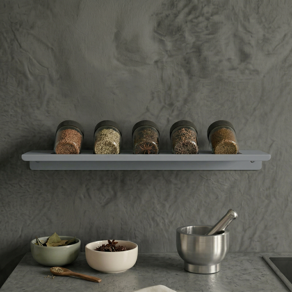 Architectural Form Window Grey Galvanized Metal Spice Rack - Kitchen Organizer