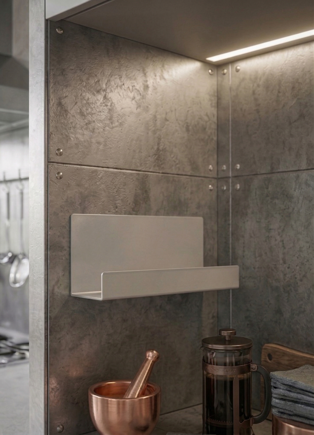 Architectural Form Light Grey Galvanized Metal Spice Rack - Industrial Storage