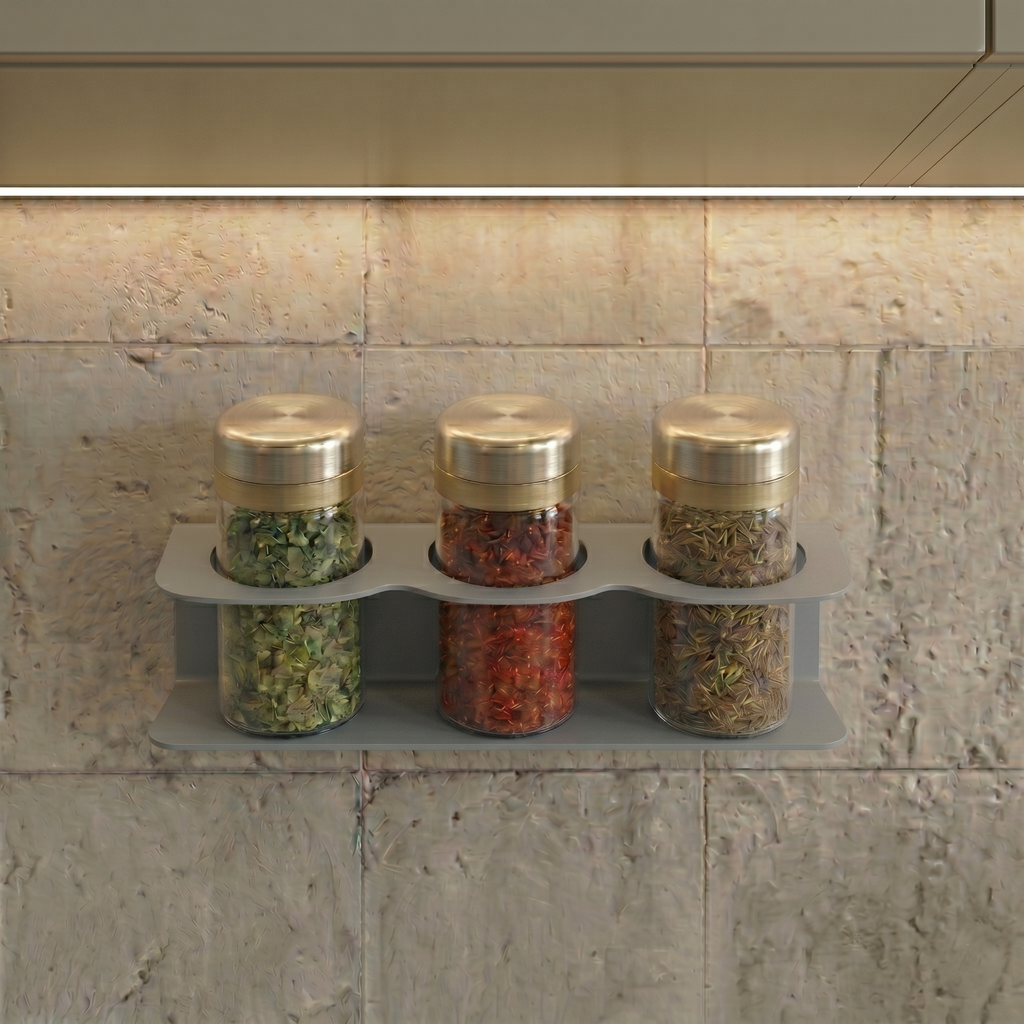 Aesthetic Form Window Grey Galvanized Metal Spice Rack - Modular Organization