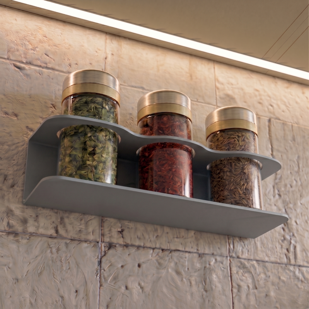 Aesthetic Form Window Grey Galvanized Metal Spice Rack - Modular Organization