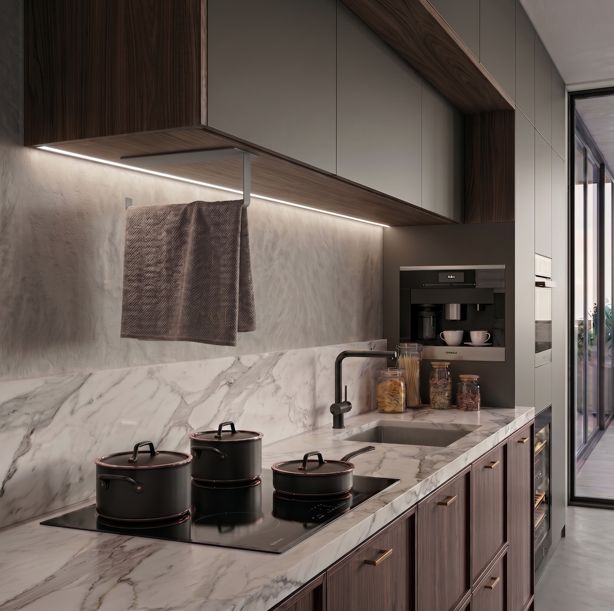 Çok Amaçlı Window Grey Galvaniz Metal Mutfak Havluluğu - Estetik Düzen