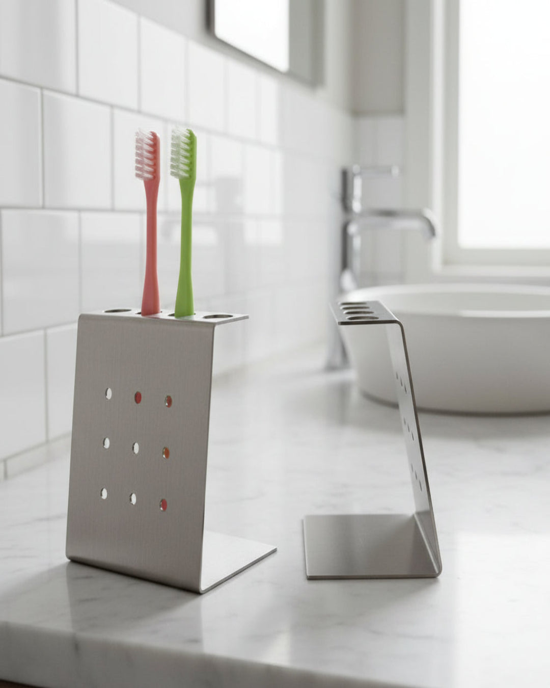 Paslanmaz Çelik Diş Fırçası Tutacağı - Minimalist Stand