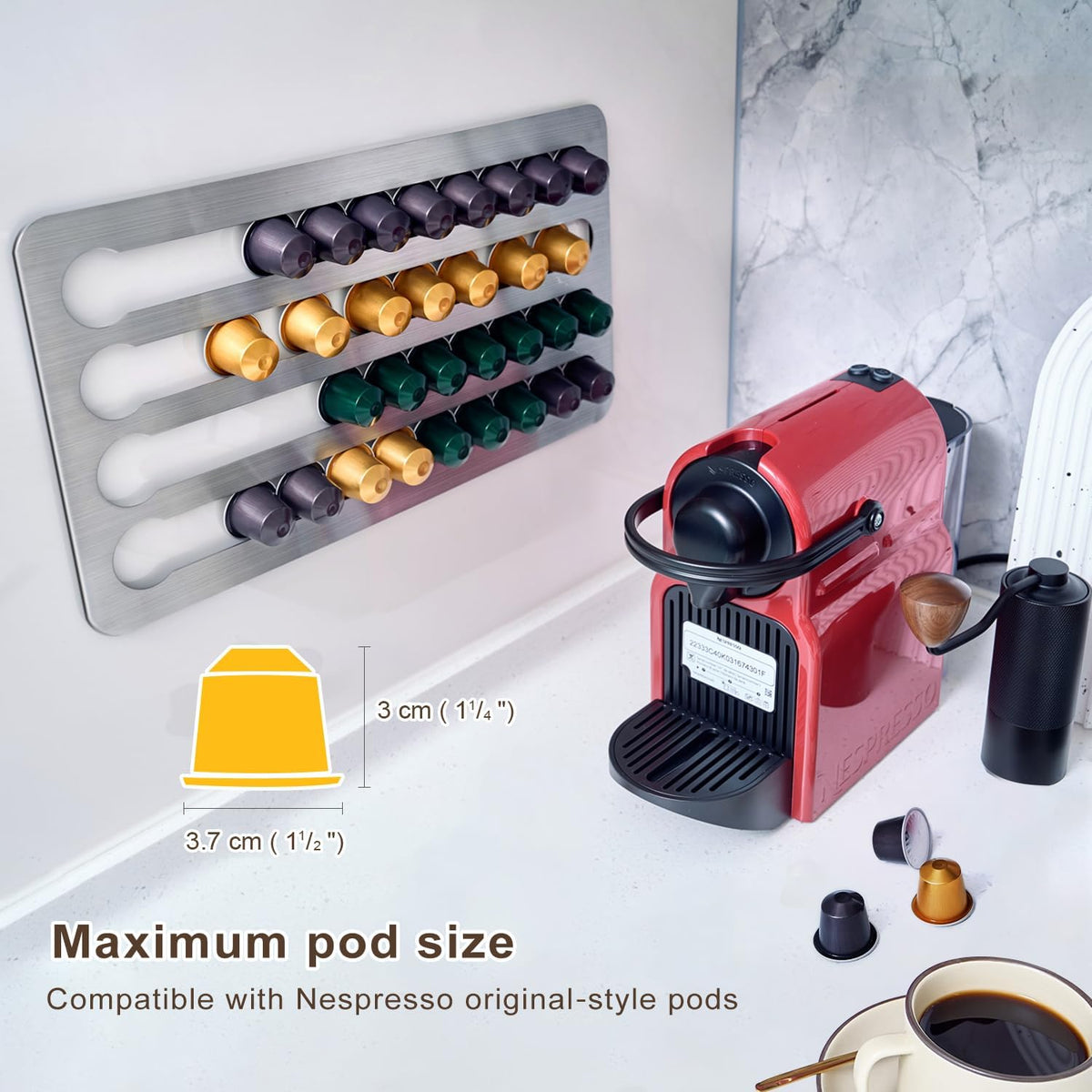 Paslanmaz Çelik Yapışkan Nespresso Kapsül Tutucu