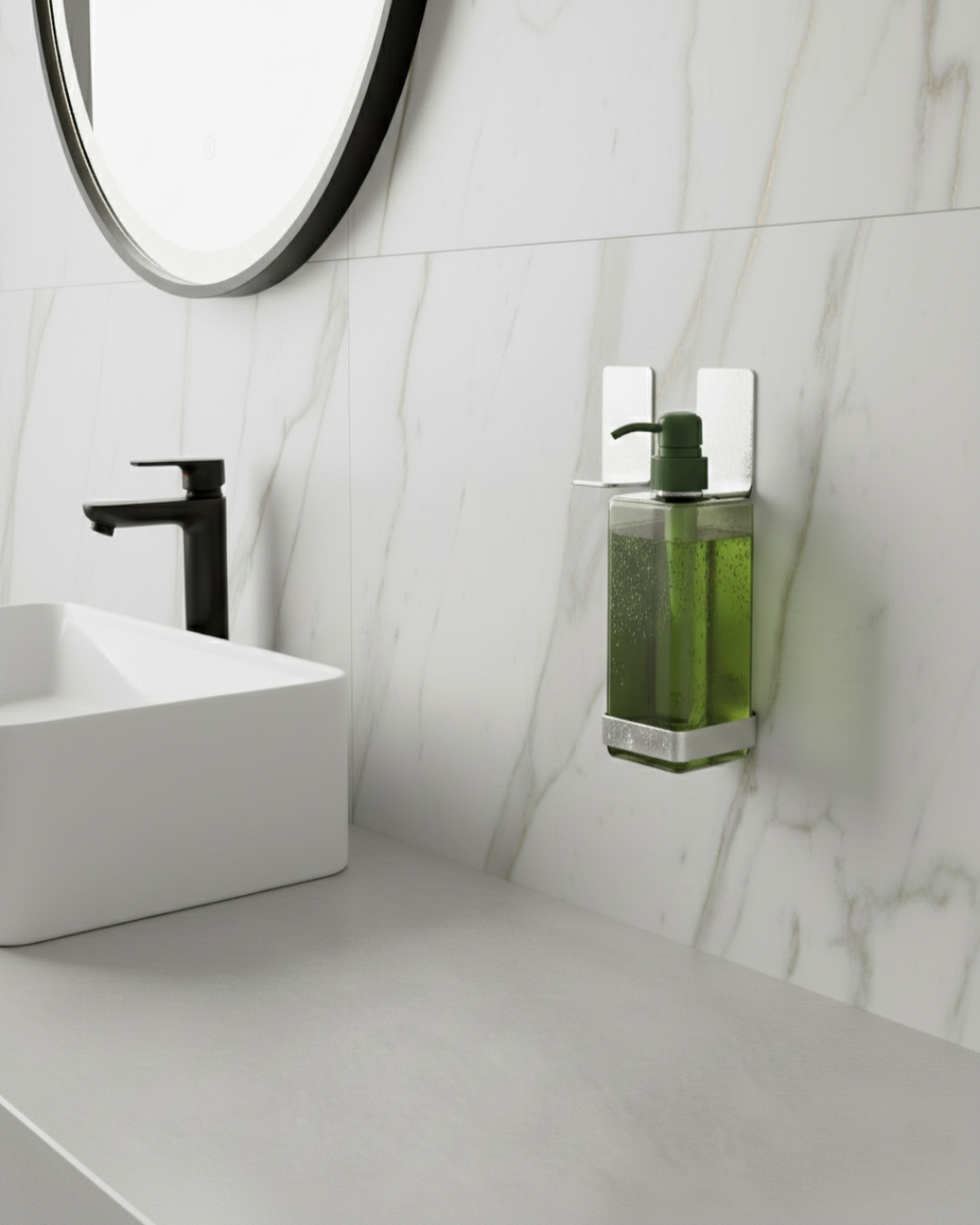 2'li Paslanmaz Çelik Yapışkanlı Sıvı Sabunluk Tutucu – Banyo & Mutfak