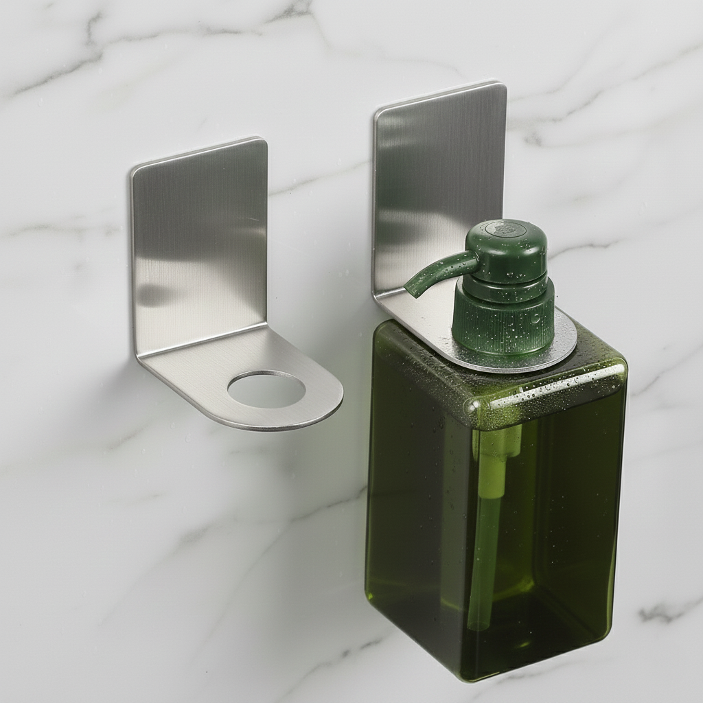 2'li Paslanmaz Çelik Yapışkanlı Sıvı Sabunluk Tutucu – Banyo & Mutfak