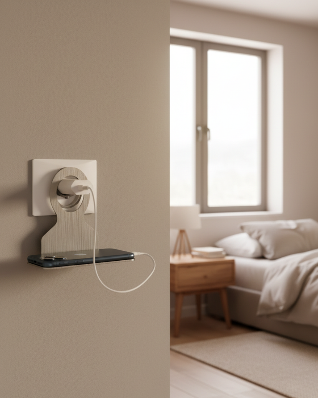 Stainless Steel Practical Phone Holder – Wall Outlet Charging Stand